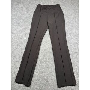 Just Be Ribbed Flared Pants Womens Small Dark Brown Seamed Front Elastic Waist